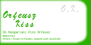 orfeusz kiss business card